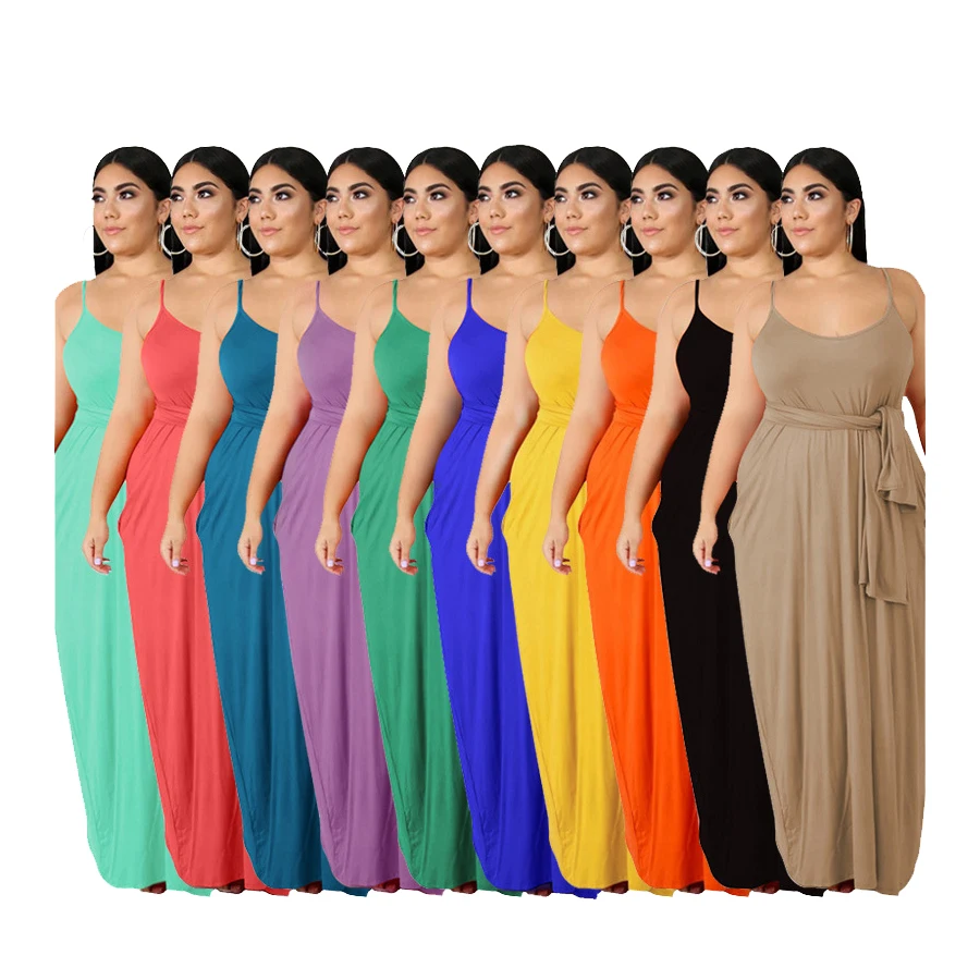 

women Plus Size clothing candy color side pocket design clothes women drop shipping casual dresses with high waist belt