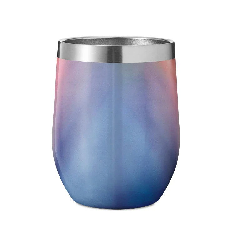 

everich electroplating 12oz Double wall stainless metal mug Insulated stemless steel wine tumbler, Customized colors acceptable