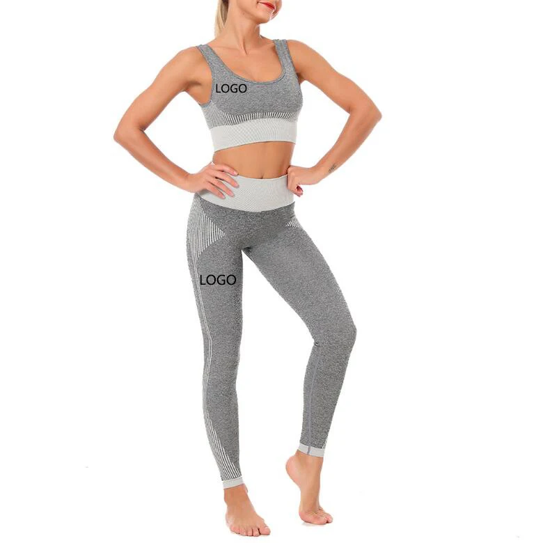 

Top Selling Striped Outdoor Sports Tight Bra Yoga Suit Fitness Seamless Vest Yoga Suit Women, As picture