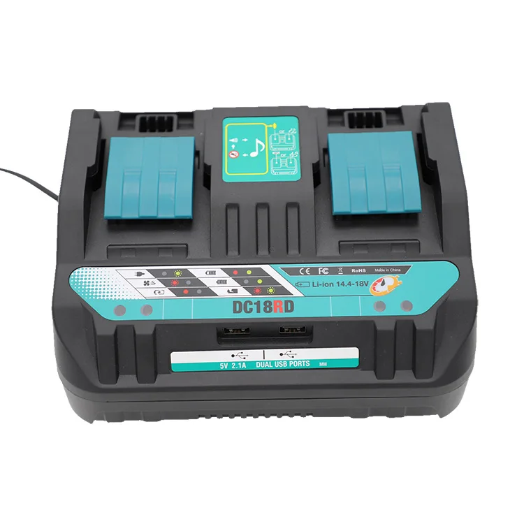 

Battery Charger For Makita DC18RD Lithium Battery 4A Fast Lithium Battery USB Charger with USB charger your mobile, Black