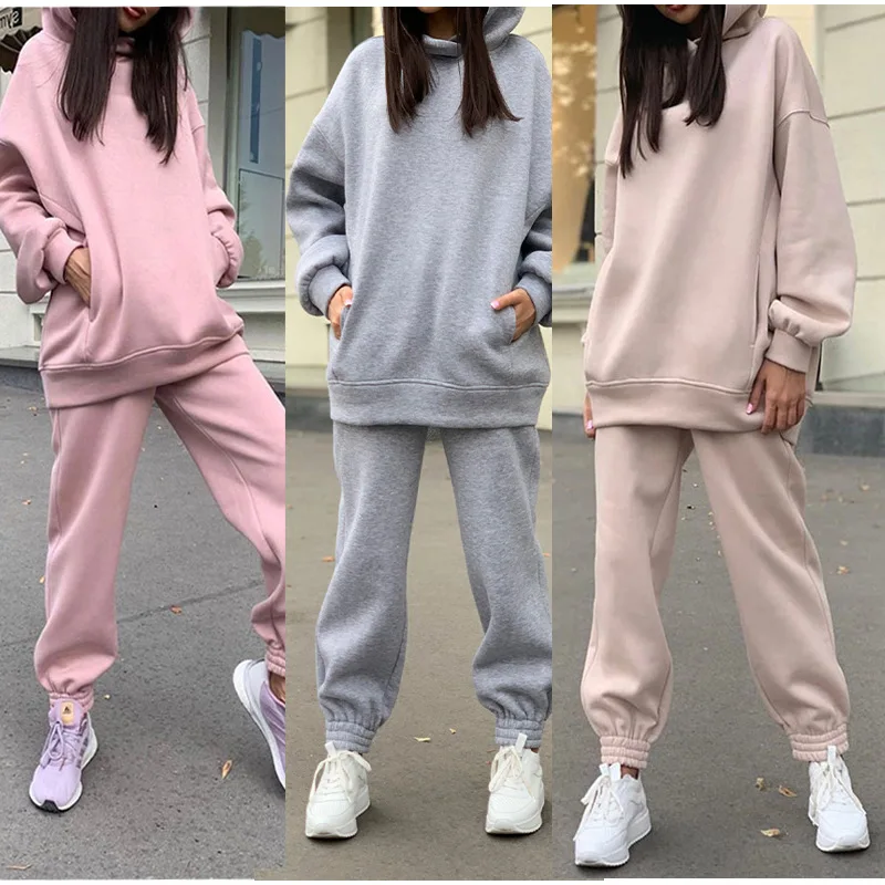 

New Products Polyester Fleece women jogger suits set fashion joggers and hoodie set fashion women's sweatshirts&hoodie