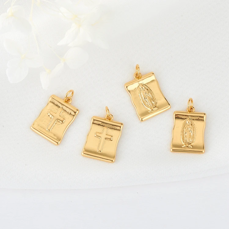 

Wholesale Christian Cross Jewelry 14K Gold Plated Rectangle Cross Pendants for Jewelry Making