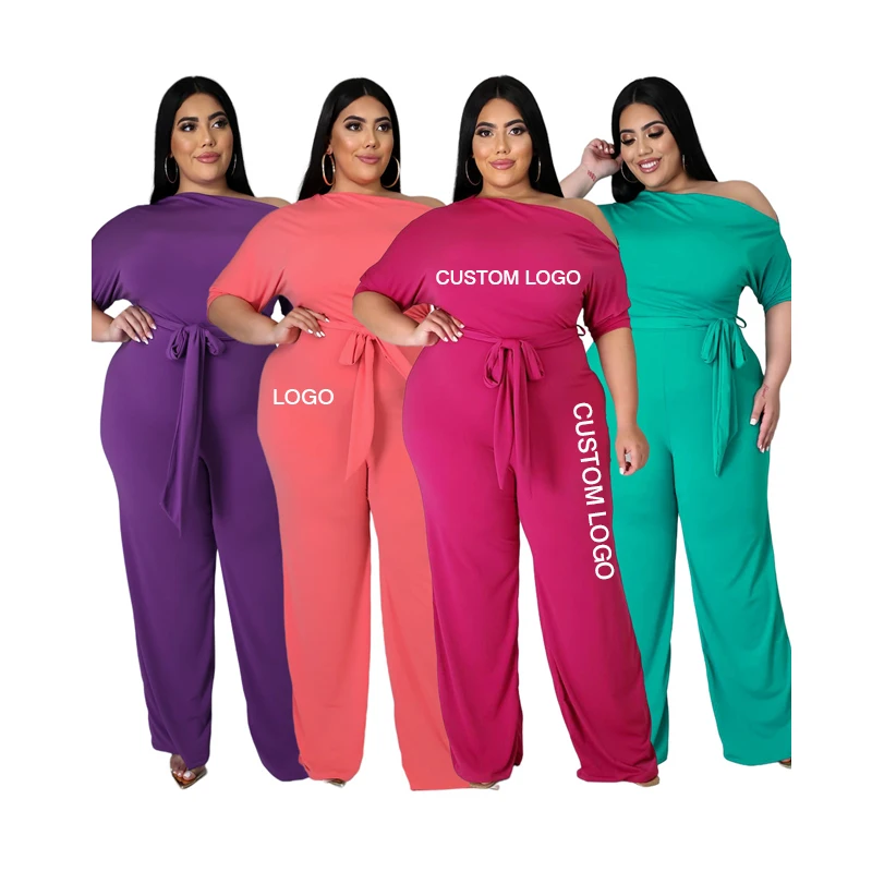 

Autumn plus size One Shoulder Sexy Ladies Bodycon Rompers Wide Leg nightclub long sleeve Wear fall Women One Piece Jumpsuit 4xl, Customized color