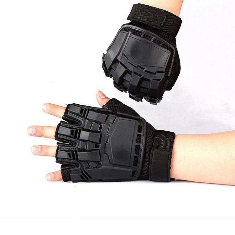 

Multifunction Leather Design Protects The Palm Bike Gloves Motorcycle Half Finger For Road Bikes, Black