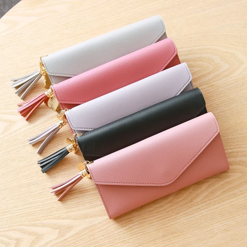 

2021 New Arrival Simple Zipper Purses Long Section Clutch Wallet Soft PU leather designer slim wallets leather woman, Multifarious