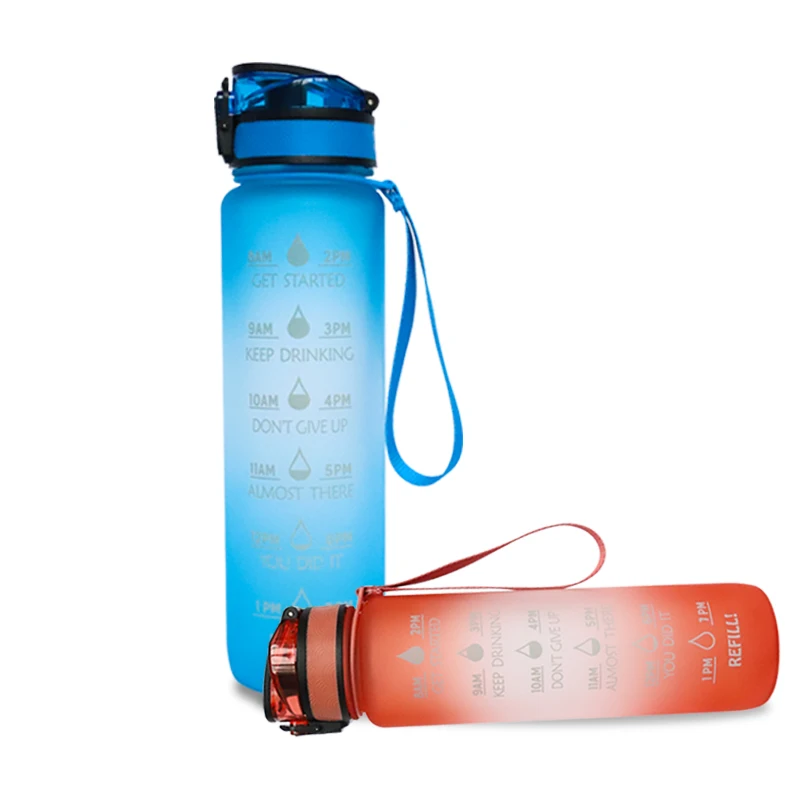 

Sports Fitness Workout Plastic Tritan Water Bottle with Time Markings & Measurements 1000ml/32OZ Motivational Water Bottle, Customized color