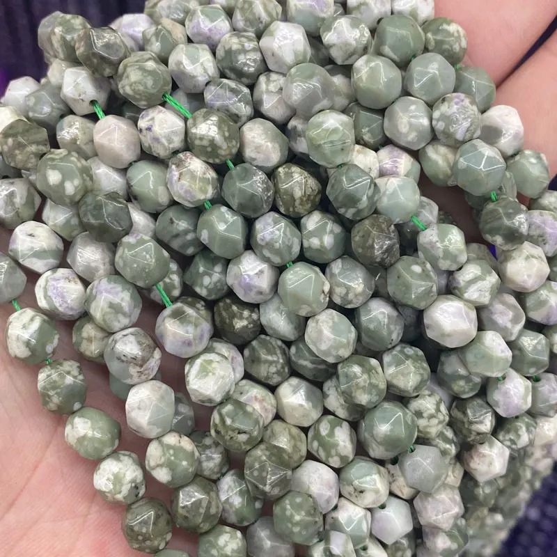 

Wholesale Diamond Cut Faceted 8mm Loose Gemstone Bead Natural Auspicious Jade Beads For Jewelry Making, Green as picture