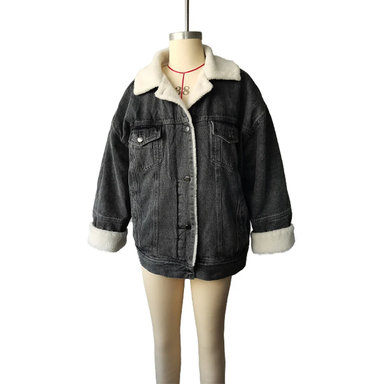 

Women And Man Jean Jacket Trendy Warm Fleece Unisex Denim Jackets Winter Outwear Jackets
