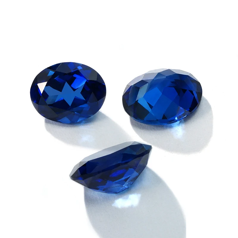 Starsgem Lab Grown Royal Blue Sapphire Oval Cut Gemstones Jewelry Making Synthetic Stone