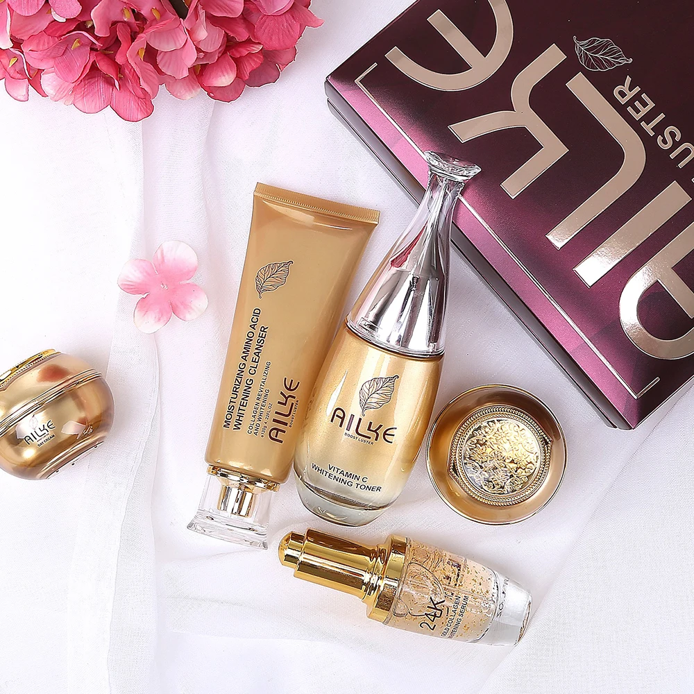 

24k Gold Set Skin Care Collagen Cleansing Foam Vitamin C Serum Face Cream for Women