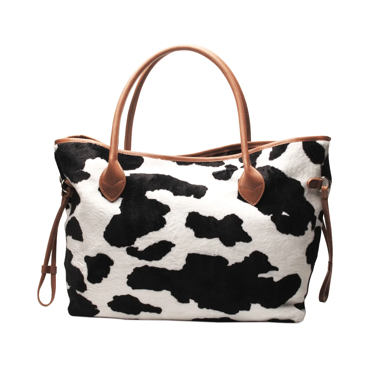 

Wholesale Women Cowhide Handbag Black and White Cow Print Tote Bag DOM-1021431