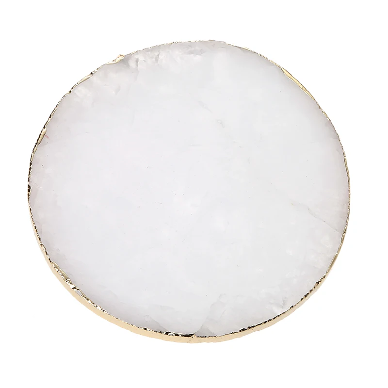 

White crystal round stone rest atmosphere drink glass bottle cup coaster