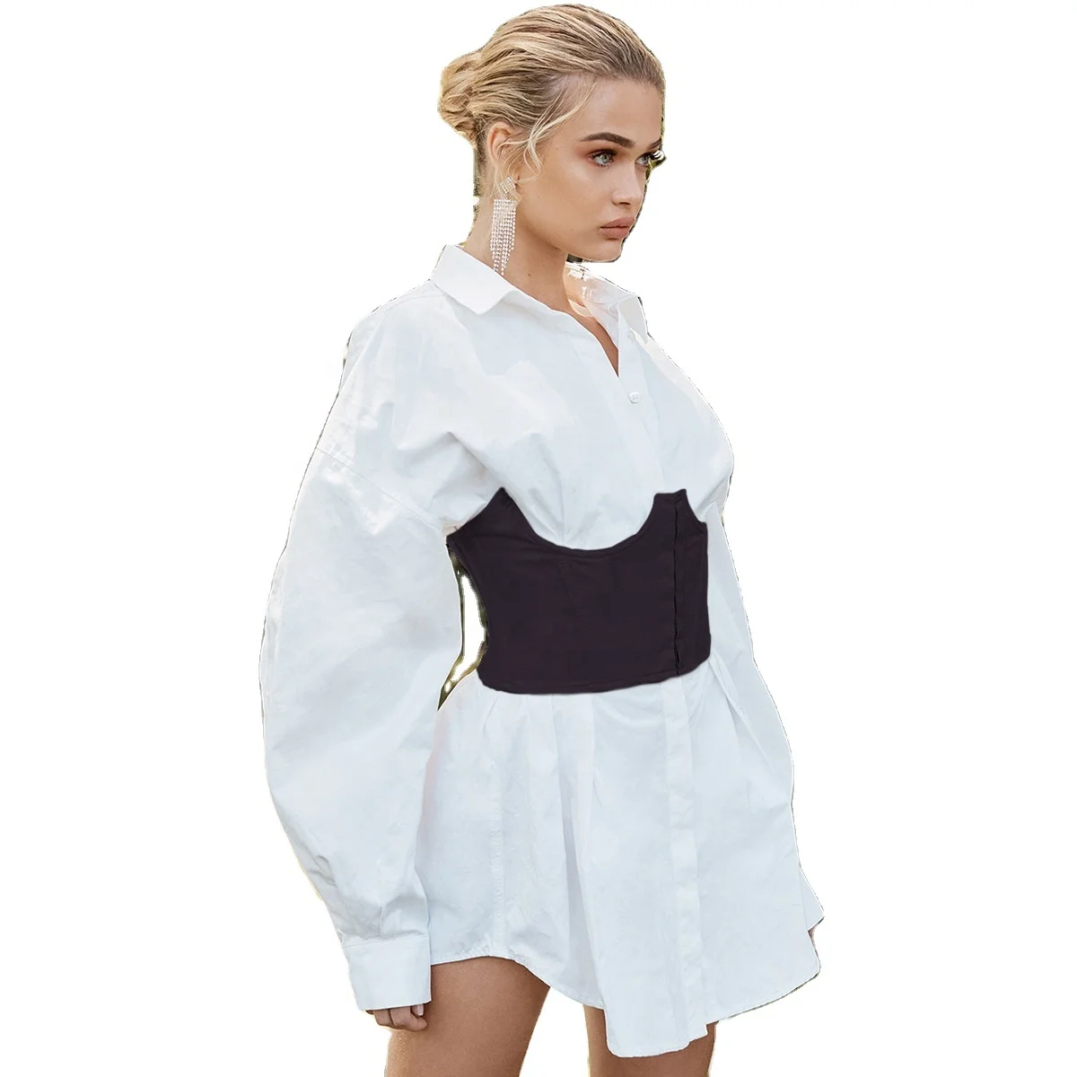 

Hook And Eye Closure Underbust Corset Tops In White Black