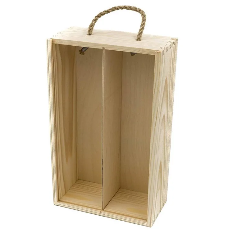 2 bottle wine wood box