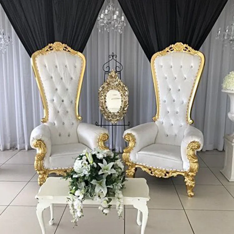 Luxury King And Queen High Back Throne Chairs Royal Wedding Furniture