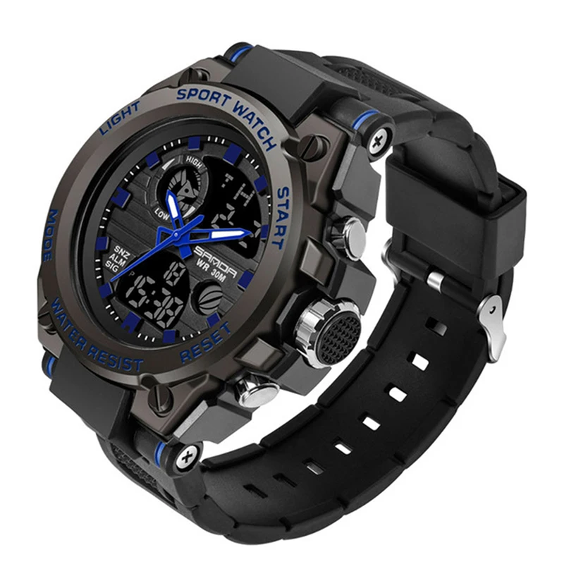 

SANDA 739 High Quality LED Digital Quartz Watches For Men Rubber Strap Watch Fashion Multifunction Sport Watches