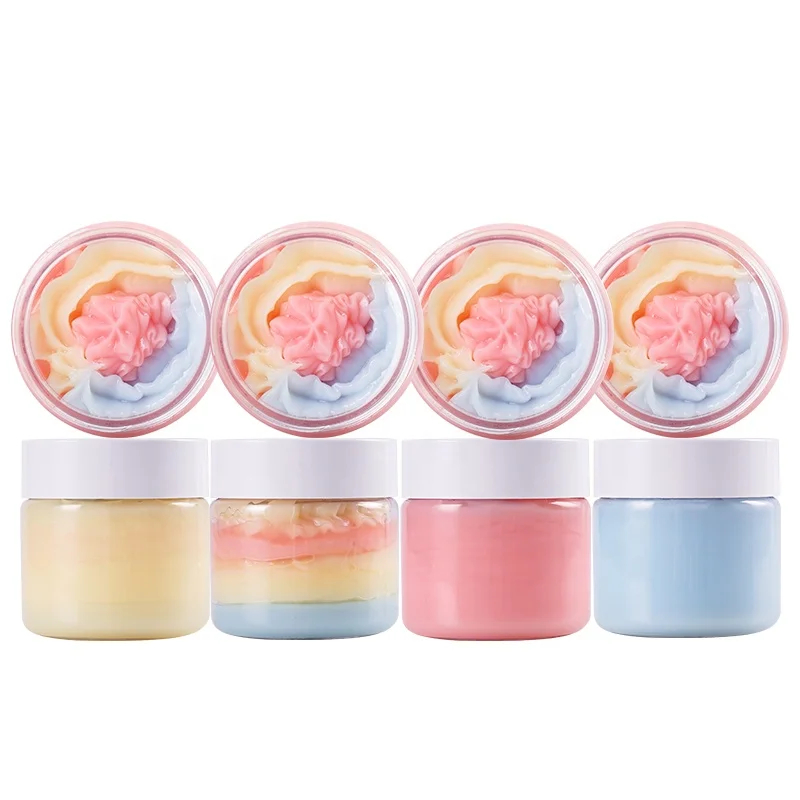 

No Logo Custom Creamy Texture Fast Absorption Moisturizing Organic Fruit Rainbow Colorful Ice Whipped Shea Body Butter Cream