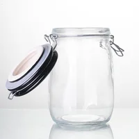 

food use stocked airtight glass clip top jars round glass food storage jar canister with flip lids