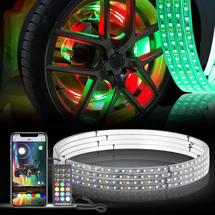 

Chasing color wheel ring light kit 4 set pack USA free shipping app sync remote Control with Turn and Brake Wheel rim light set