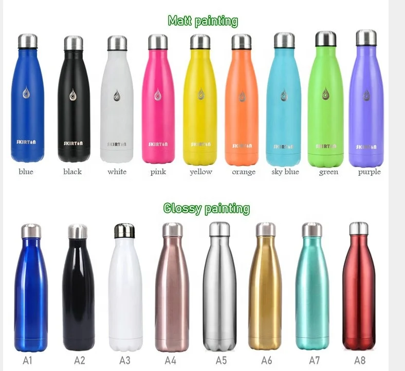 
SKIRTON 500ml Custom logo double wall stainless steel water bottle vacuum insulated cola shaped water bottle wholesale 