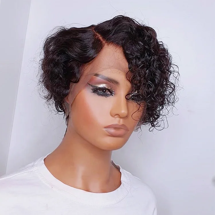 

Pixie Curls Virgin Human Hair Wigs Short Curly human hair 13*4 Lace Front Wig for Black Women