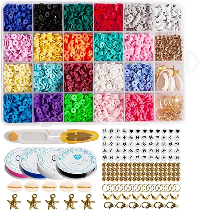 

4000 Pcs Assorted Clay Beads Pendant Charms Diy Kit Polymer Clay Beads For Jewelry Making, Customized color