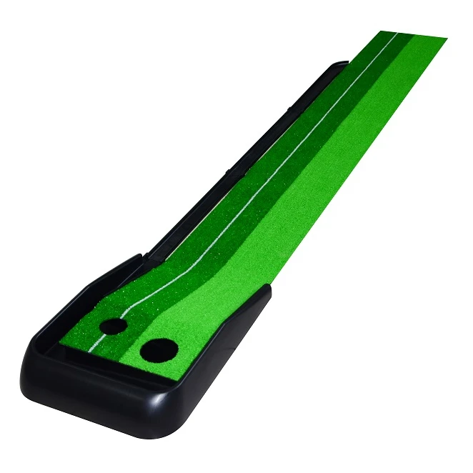 

Green color golf putting mat,Mini Golf Putting trainer with auto ball return, Green and combination