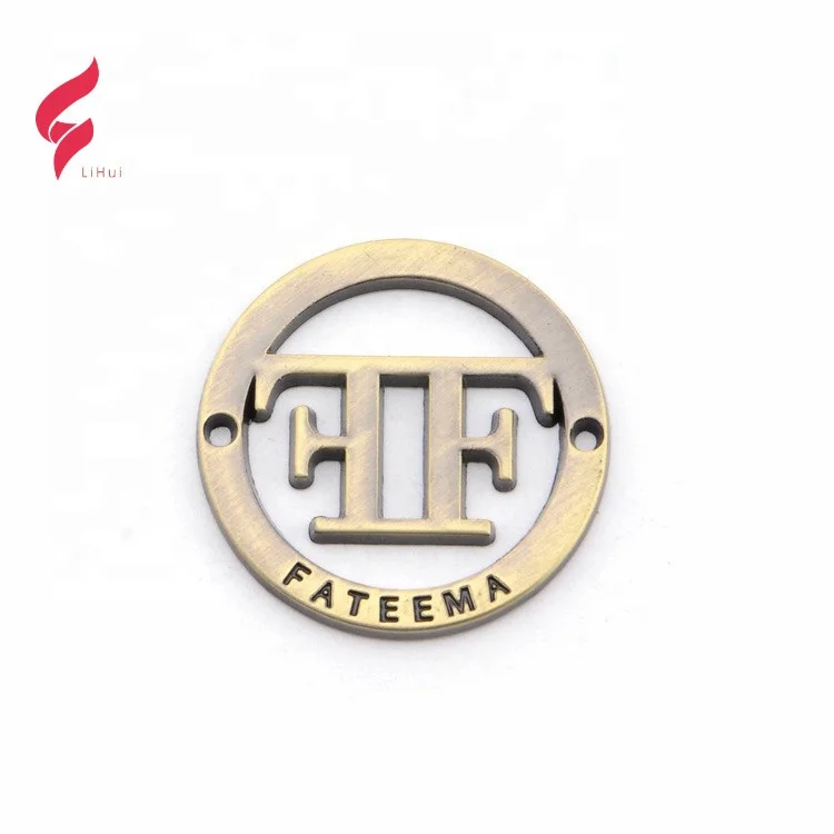 

High-end garment accessories custom handmade logo emboss metal name tag for garment, Nickle ,gold ,gunmetal or as your request