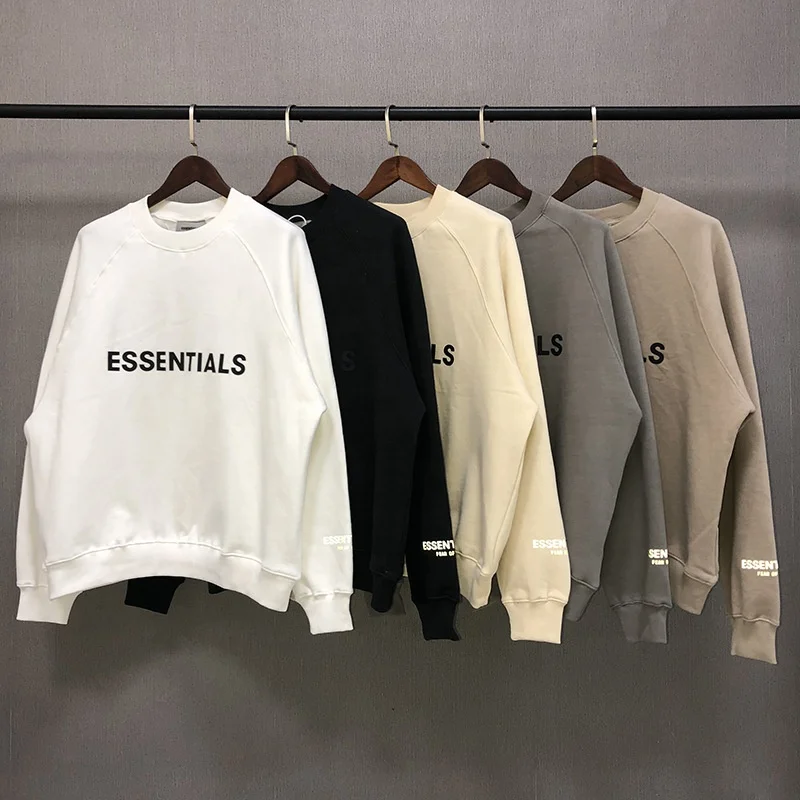 

Men Women FOG ESSENTIALS 100 cotton kanye west season7 streetwear letters Oversize round neck plus size velvet sweatshirt tops, Black/gray/white/apricot/camel