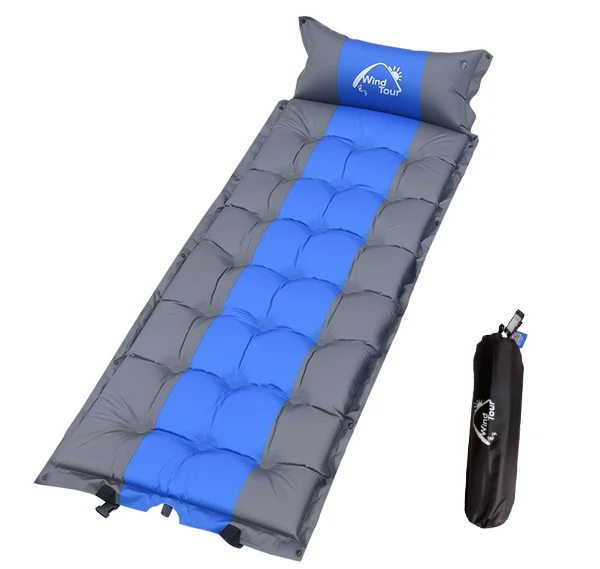 

Camping Self-Inflating Foam Sleeping Pad Air Mattress Thicker and Wider with attached Pillow, Blue, red,green