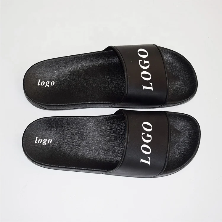 

Black Pvc Women and Men Slide Indoor Home House Unisex Sandal 1 Pair Custom Logo High Quality Kids Slides Anti-slip Bath Sandals, Blank