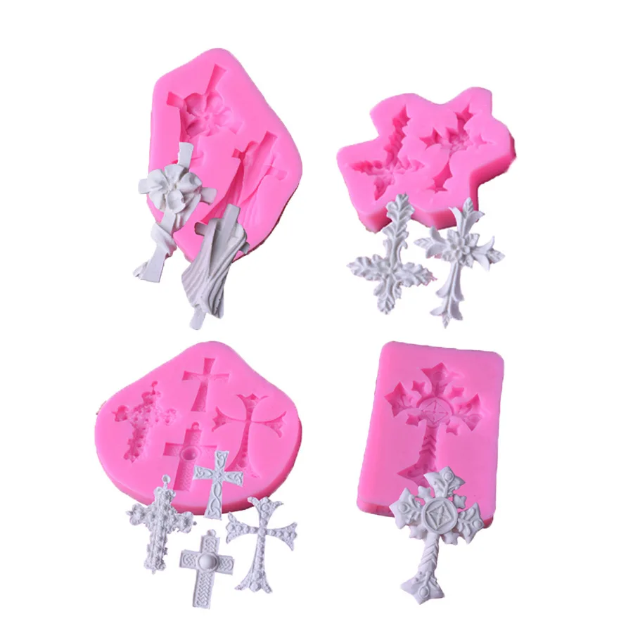 

New silicone mold for 5 consecutive cross cakes diy fondant dry pisces decoration epoxy baking mold, As shown