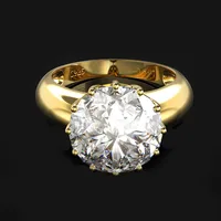 

18K Gold Plated 12Cts Big Lab Diamond Wedding Ring 925 Sterling Silver Engagement Ring For Women