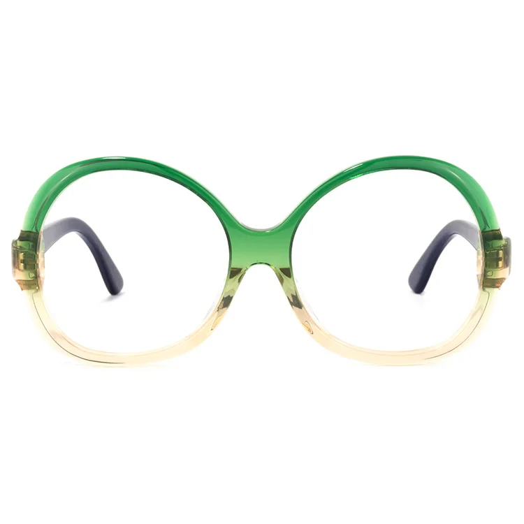 

High Quality Trendy Full Rim Round Acetate Two Tone Frame Optical Eyewear for Women, Green