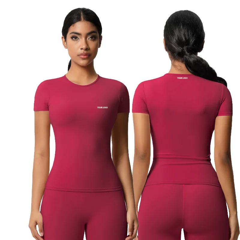 Quick-Dry Short Sleeve Spandex Nylon瑜伽Top