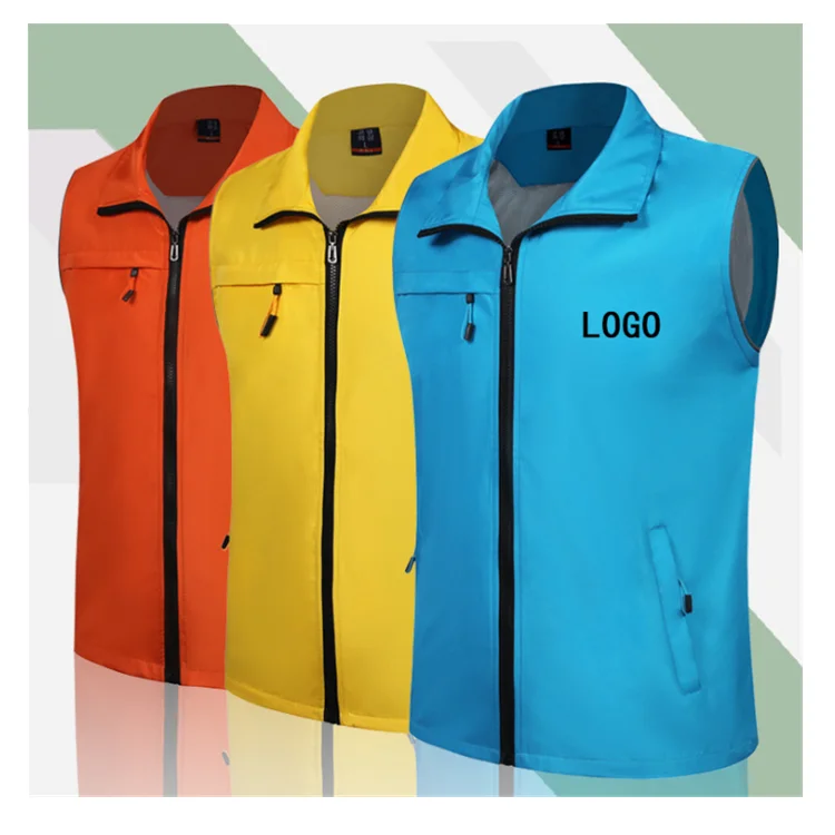 

Supermarket Custom Uniform Volunteer Activity Vest with Full Zipper, Red, fruit-green, dark blue, fluorescent green, light blue etc