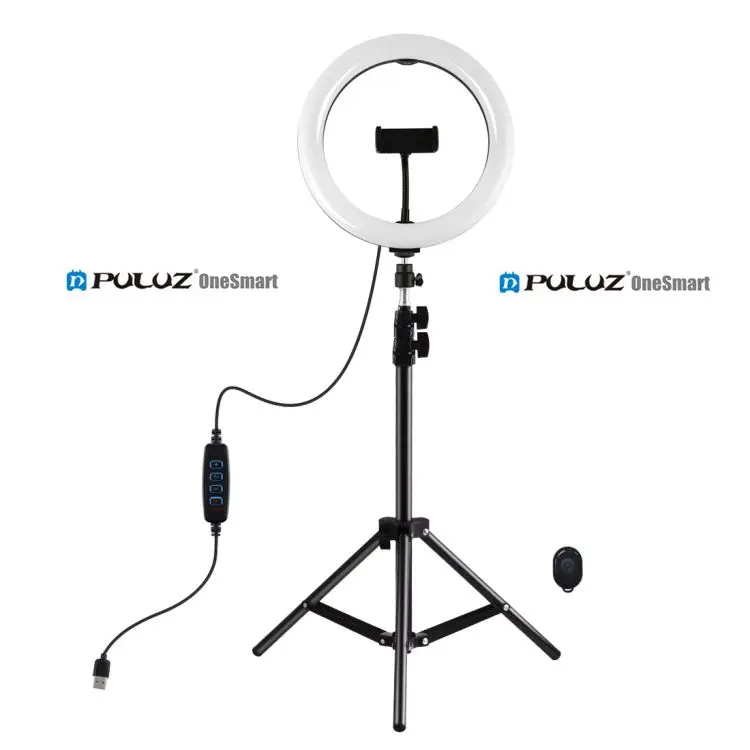 

Hot Sale PULUZ 10.2 inch 26cm Ring Light with 1.1m Tripod Stand Phone Holder Dimmable LED Curved Photography Light