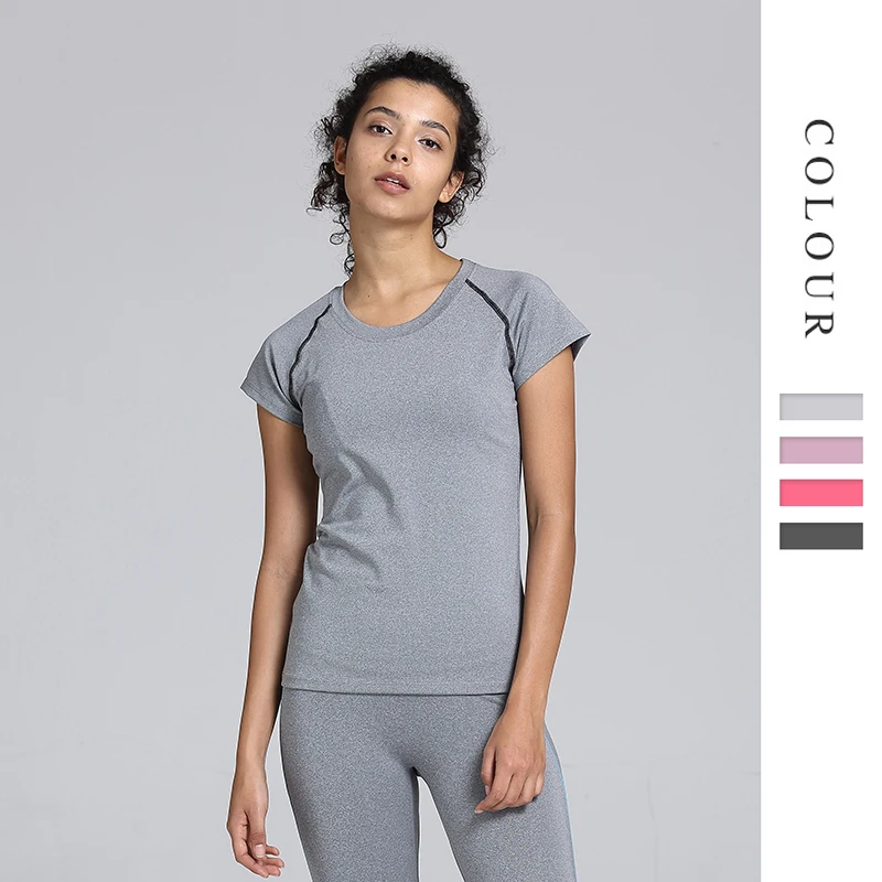 

High Quality Women Sports Top Seamless Sportswear Women Fitness Plain Slim Fit T Shirts, Red/purple/gray/dark gray
