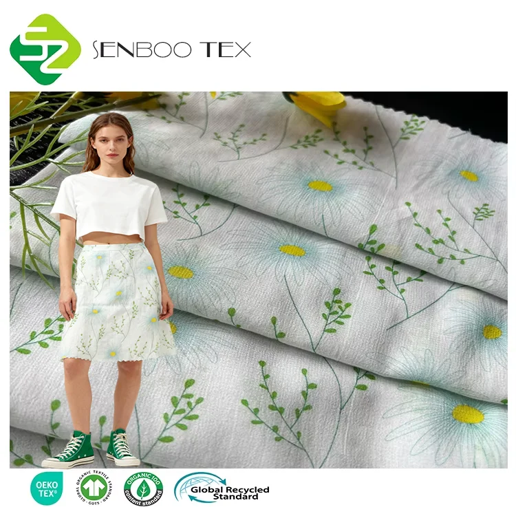 Organic 100% GOTS Cotton Medium Weight Plaid Printed Poplin Fabric Anti-Bacteria Moisture-Absorbent Women's A-Line Midi Skirt
