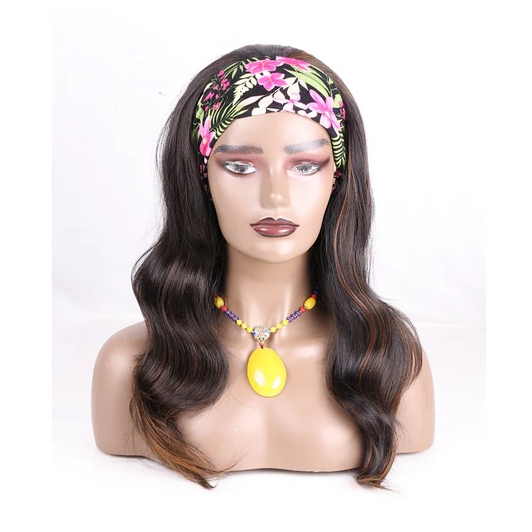 

Julianna Kanekalon Headband Wig Black Woman Body Wave 22 inch Black 1B/27 Bone Straight Synthetic Headband Wig headband Wigs