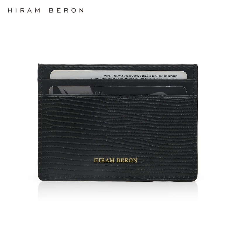 

Hiram Beron Black Lizard Pattern Cow Leather Men Card Holder Luxury Custom Brand Name OEM Wholesale Dropship