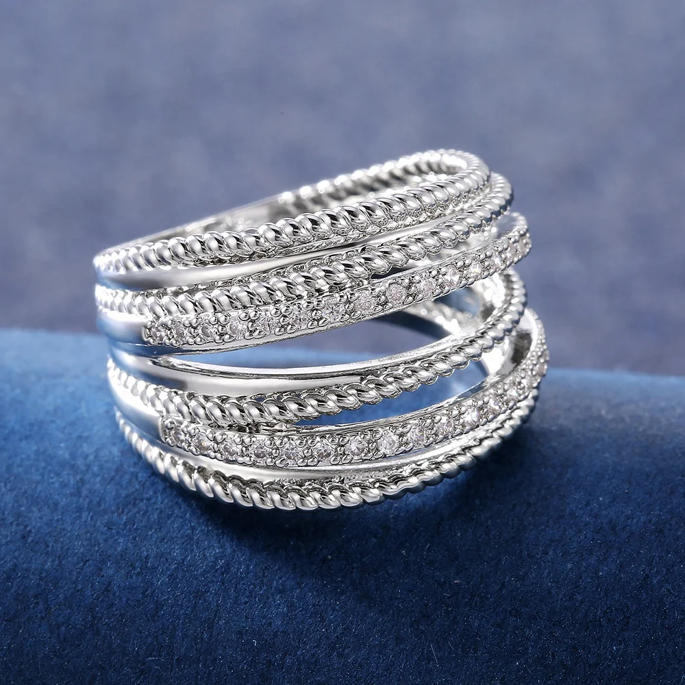 

Fashion White Zircon Silver Color Engagement Rings wedding Rings Party Rings Gifts, Customized color