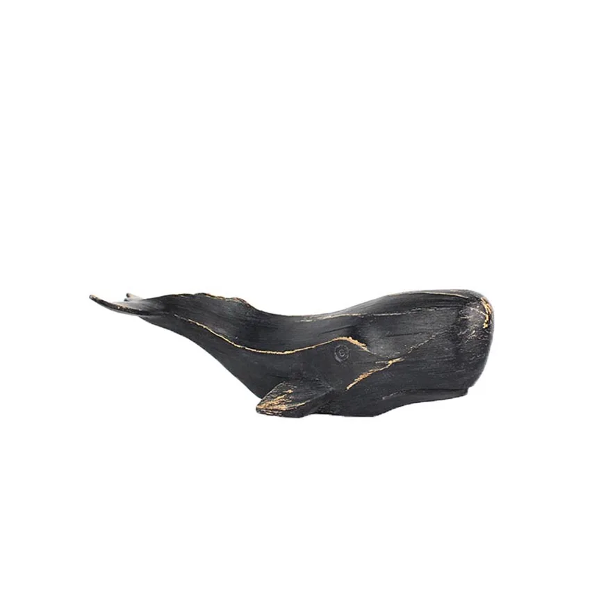 Whale Decorations Antique Wood Look Resin for Home SCULPTURE Artificial Europe manufacture