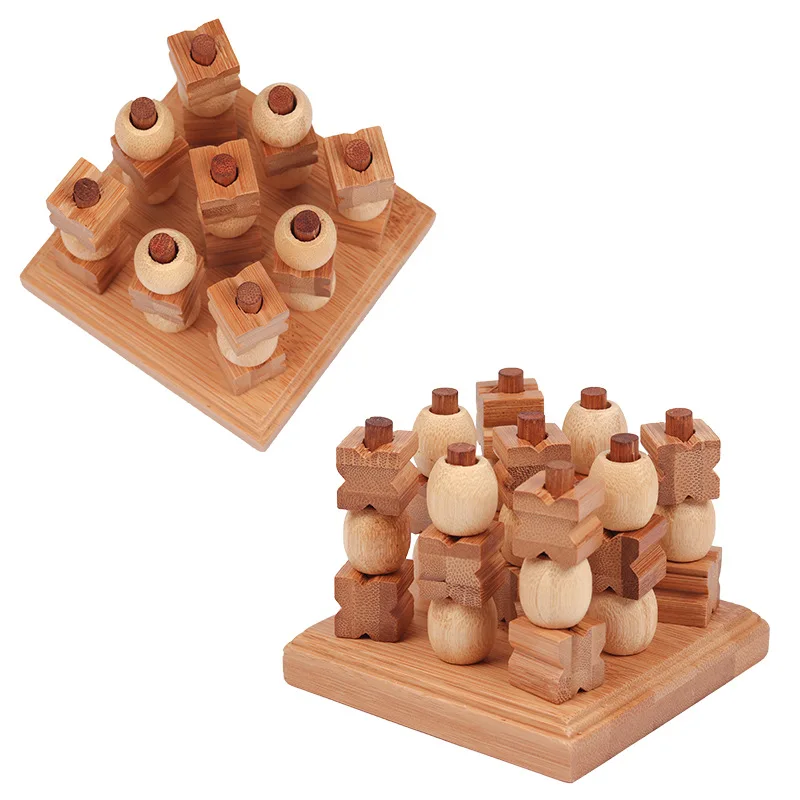 

3D Tic Tac Toe OXOX chess kid chessboard wooden board games toy wholesale