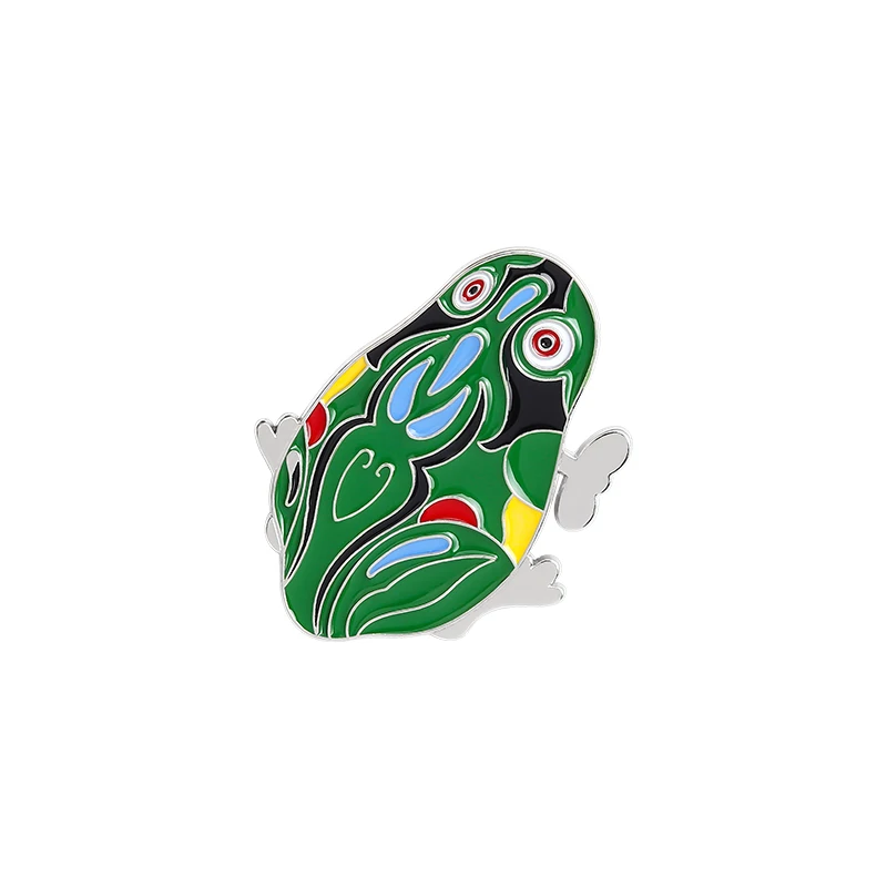 

Frog Enamel Pins Clockwork Toy Frog Pattern Brooches Funny Cartoon Lapel Pins Clothes Backpack Badges Fashion Gift for Friends, Picture