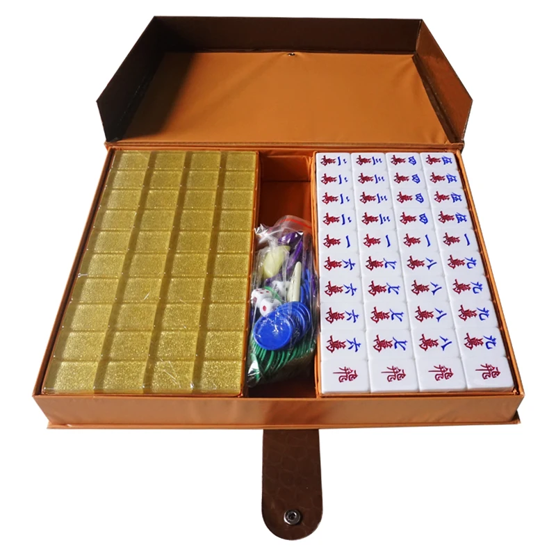 

Crystal Custom Mahjong Set with Pvc Box,Handcover Mahiong Set for Board Game and travel Gift Set, White/custom