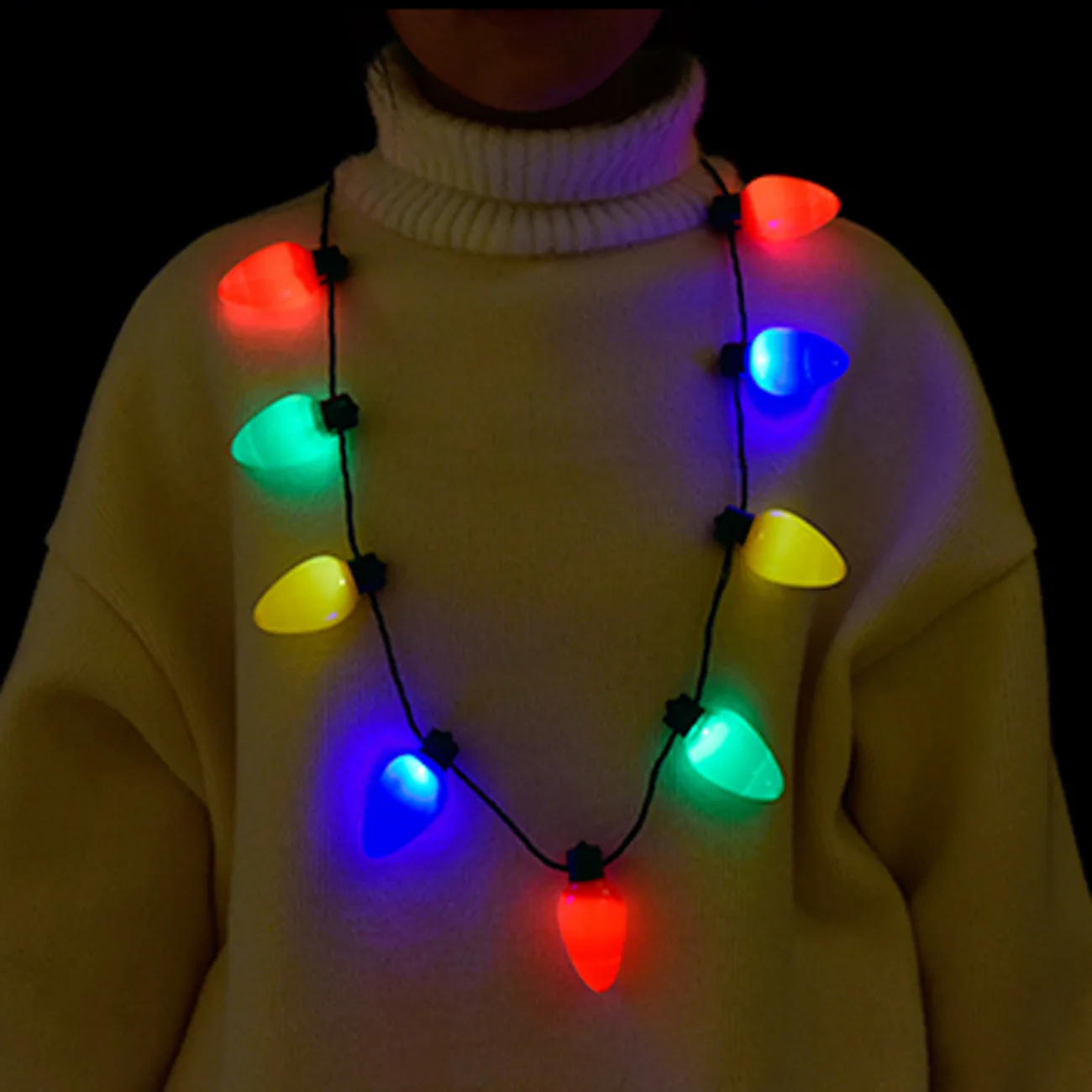 1 Pcs Mini Flashing Light-up Blinking Christmas Lights Costume Necklace 9 LED Bulbs Christmas Decorations