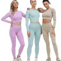 

Women's Full Length Compression Stretchy Long Sleeve Seamless Dry Fit Fitness Wear 2020