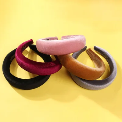 

2021 New Arrival Winter Accessories Thick Sponge Fabric Headband Multicolor Velvet Hairband