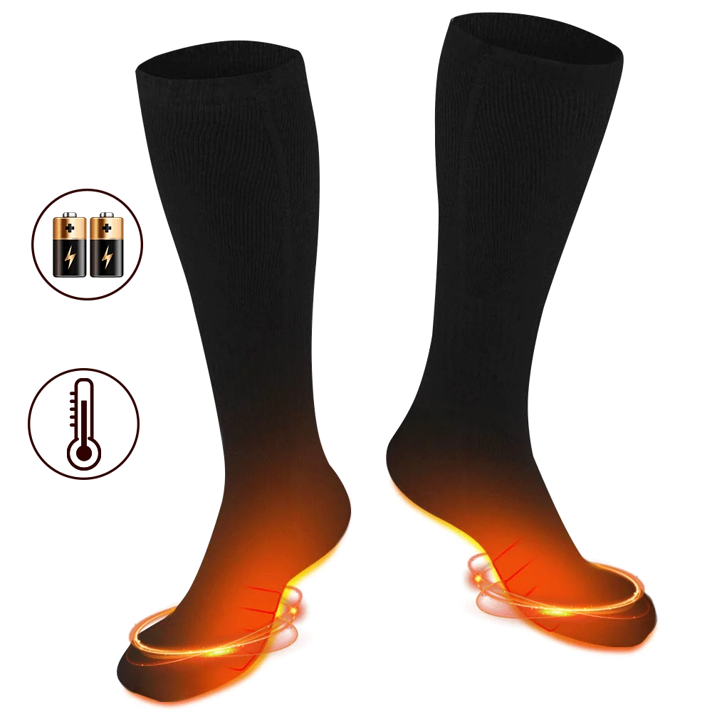 Hot-sale mans long socks with rechargeable battery powered heated socks for winter warm